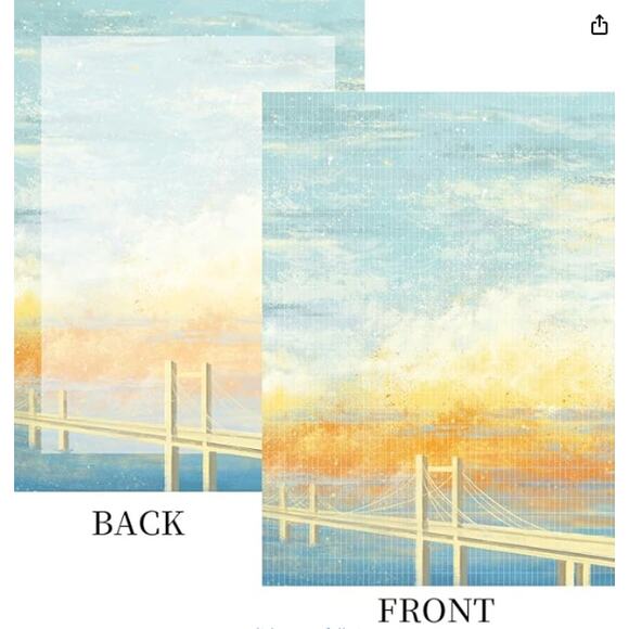 Decorative Writing Paper Set with Watercolor Bridge Design, Double-Sided Paper - Picture 3 of 5